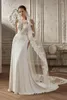 Robe de mariée dentelle Appliques robes de sirène 2023 pour les femmes sur mesure mancherons bouton dos nu robes de mariée Robes de mariée