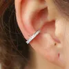 Ohrstecker, einfacher Kreis-Clip-Ohrring, 925er-Sterlingsilber, 1 roher Cz gepflastert, kein Piercing, Mädchen-Frauen-Manschette