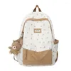 Mochila Escolar Moda Senhora Kawaii Padrão Bolsa De Nylon Na Moda Fêmea Laptop Fofa Mochila De Flanela Viagem Mulheres Estudante Menina Faculdade