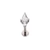 Labret Lip Piercing Jewelry ASTM 36 Internally Threaded Rhombus Shaped Zircon Ring Earrings Helix Stud Body 230614