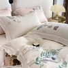 Bedding Sets Premium Eucalyptus Lyocell Silky Textured Feel Soft Comfortable Set Chic Embroidery Duvet Cover Bed Sheet Pillowcase