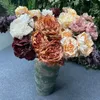 Dekorativa blommor konstgjorda pionsimulering Silkblommor Arrangemang Tillbehör Bröllopspografi Buketter Hem Trädgård Krukta falska växter