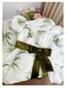 2023 Summer Green Floral Print Belted Jacquard Dress Short Sleeve Square Neck Paneled Midi Casual Dresses J3L127332