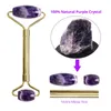 Массагер с полным телом Gouache Amethyst Natural Stone Massager нефритовый ролик Gua Sha Set Spa Акупунктура Соскобая хрустальное скребок гуашь для лица 230614