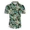 Men's Tracksuits Leaf Print 2 Piece Suit Hawaiian Beachwear Tracksuit Summer Breathable Male Set Loose Conjuntos Cortos Vacation Holiday