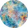 Alfombra colorida estrellada geométrica centro Floral alfombra de moda sala de estar Retro estilo étnico púrpura Mandala cojín redondo 230615