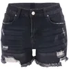 New Womens Jeans Shorts Straight Platform Four Color Perforated High Waist Sexy Denim Short Pants Washed Hot Clothing