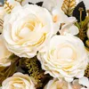 Torkade blommor Autumn Artificial Silk Roses Wedding Home Decoration Bouquet Accessories Fake Peony Hortangea Plant Bride Holding Flower