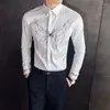 Camisas informales para hombre 2023, Camisa con diseño de bordado de lujo para hombre, Camisa de manga larga de otoño para hombre, Camisa Social Masculina ajustada, ropa Formal para discoteca y escenario