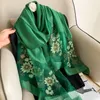 Foulards Soie Laine Écharpe Fleur Brodé Femmes Châles Et Wraps Lady Voyage Pashmina Haute Qualité Hiver Cou Cadeau Écharpes