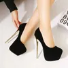 Lady Sandals klackar Slim Heel Platform Black High Heel Shoes Red Single Shoes Women's Thick Sole Shallow Mouth Large Women's Shoes 230615