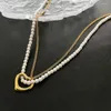 Chains Natural Baroque Double Layer Wear Heart Imitation Pearl Necklace Wedding For Women Girls Handmade Jewelry Fashion Gift