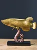 Decorative Objects Figurines Resin Golden Fish Simulation Animal Statue Arowana Modern Home Decoration Handicraft Furnishings Wealth Handmade 230614