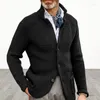 メンズセーターメンズスタンドカラーニットコート長袖セーターカーディガンジャケットソリッドカラー厚い暖かいカジュアルニットセーターコート