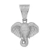 DUYIZHAO Luxury Explosive Bling Iced Out Ciondolo Elefante Vintage Hip Hop Rap Micro Pave CZ Coppia Charm 3MM 24inhces Corda Catena