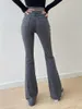 سراويل جينز نسائية عالية الخصر TVVOVOVVIN FITTING METTING BELT DENIM DENIM PANTS للنساء الضيق الفتاة الحارة micro flared ZD57