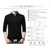 Men's T Shirts Brand Autumn Casual Mens Fashion 2023 Sold Color Mandarin Collar Long Sleeve T-Shirt Luxury Plus Size M-5XL