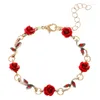 Naszyjnik łańcuchów dla kobiet vintage czerwono -róży naszyjniki żeńskie trend szyi złoto kolor pary mody koreańskie pary imprezowe prezent akesorios biżuteria