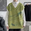 Мужские свитера мультфильм печати. ​​Пуловая одежда одежда модные тренды v Шея одежда для рукавов.