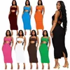 Tute da donna Summer Solid Dress 2 pezzi Set Women Sexy Tube Crop Top e gonna lunga con bretelle Bodycon Club Streetwear Abiti Y2K