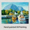 Modern Impressionist Canvas Wall Art Mediterranean Noon Hand Painted Street Landscape Painting for Apartment Decor