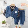 Clothing Sets Baby Boys Denim Vest Plaid Shirt Jeans Kids Clothing Sets Children Sportswear Spring Toddler Infant Clothes Outfits 1-4 Years 230614