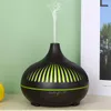 Humidifiers Hollow Wood Grain Aroma Diffuser Air Humidifier Color Changing LED Light 500ML Ultrasonic Cool Mist Essential