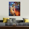 Cityscapes Canvas Art Late Return Beautiful Street Landscape Handmade Painting for Modern Home Office