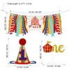 Feestdecoratie Verjaardag 1e Banner Decorationsfirst Benodigdheden Circus Feestmuts Stoel Hoge Kit Decoratie Baby Boyset Carnaval Kinderstoel Meisje 230615