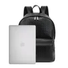 Backpack 2023 Marka Orijinal Deri Erkek Dokuma Sırt Çantaları Moda Gerçek Doğal Öğrenci Lüks Örgü Bilgisayar Dizüstü Tag