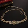 Belly Chains Vintage Crystal Metal Belt for Women Hollow Flower Moroccan Wedding Dress Gold Color Jewelry Set Adjustable 230614