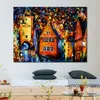 Abstracte canvas kunst Duitsland middeleeuwse Rothenburg handgeschilderde stadsgezichten schilderij voor hotels decor modern