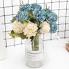 Dried Flowers Silk Hydrangeas Artificial High Quality White Wedding Small Bouquet Fake Flower Party Home for Decoration Pink