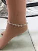 Hovanci 4 femmes bijoux étincelant simple rangée diamant Tennis chaîne bracelets de cheville grand strass cristal pied cheville Bracelet