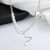 Chaînes 236FLZFSILVER Mode Argent 925 À La Mode Rétro Conception Perle Gland Angle Aile Coeur Collier Pendentif Pour Femmes Charme Bijoux Cadeau