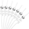 Party Decoration 12pcs Mirror Disco Ball Straws Silver 70s Decorative Mini Straw Decor Decorations For Wedding Birthday