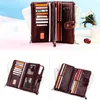 Wallets Leather Women Wallet Zipper Replacement Coin Pocket Solid Color Rectangular Cash Compartment Purse Birthday Gift Wine Red
