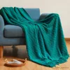 Coperte Inyahome Coperta da tiro super morbida lavorata a maglia verde acqua con nappe Calda soffice e accogliente maglia di peluche per divano letto Framhouse Outdoor R230615