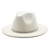 2020 Cappello Fedora a tesa larga di alta qualità Donna Uomo Cappelli in feltro di lana imitazione con decorazione a catena in metallo Panama Fedora Chapeau Sombrero C281d