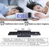 Skrivbordklockor LED Digital Projection Alarm Clock Electronic Alarm Clock med projektion FM Radio Time Projector Bedroom Bedside Mute Clock 230615