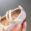 Premiers marcheurs bébé chaussures fille avec strass couronnes enfant en bas âge mariage chaussures en cuir beige argent né paillettes filles chaussures enfants F11243 230614