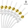 Украшение вечеринки 12 шт. Зеркало Disco Ball Straws Silver 70 -е годы декоративный мини -соломенной декор украшения для свадебного дня рождения