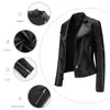 Women's beaded leather jacket women's long sleeve fashion jacket lapel motorcycle jacket thin spring and autumn women's jacket