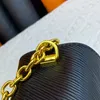 Luksusowy projektant Twist Epi torby na ramię crossbody Hobo męskie zwroty akcji damski złoty łańcuszek wody falowanie torebki kopertówka pani Pochette totes metalowa litera logo M50282