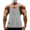 Herrtankstoppar sommar kroppsbyggande stringer topp män gym kläder bomull y rygg muskel ärmlös skjorta fitness mens träning väst tankopt
