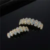 Labret Lip Piercing Jewelry Feel Style CZ Teeth Caps Bling Blue Cubic Zircon Iced Out Micro Pave Top Bottom Charm Grills Set For Men Women Gi 230614