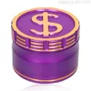 Dollaro logo Alluminio CNC 63 * 46 MM Fumo Herb Grinder 4PCS Tabacco Crusher Dry Herb Spice Muller Sharp Metal Denti all'ingrosso