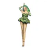 Stage Wear Camouflage Tube Top Pouf Robe Trois Pièces Ensemble ArmyGreen Femmes Tenue De Fête Cosplay Costume Discothèque DJ Passerelle Vêtements