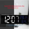 Wall Clocks 9 Inch Large Digital Wall Clock Temperature and Humidity Display Night Mode Table Alarm Clock 1224H Electronic LED Clock 230614