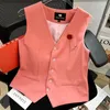 Kvinnors västar V-hals singelbröst Slim Fit Pink Suit Vest för kvinnor Summer Jacket Thin Korean Top Style Trendy Outerjacket Gilet Femme